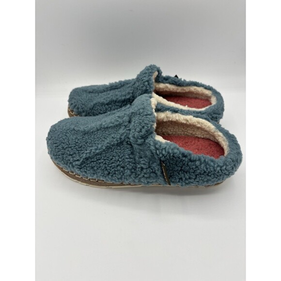 LL Bean Women's Sherpa Slippers Fleece Lined Blue Cozy Winter Loafers Size 7 - Picture 2 of 10